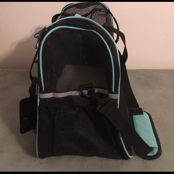 Frisco Basic Pet Carrier Bag Black with Turquoise Trim Black Sz. Med-Lg - Picture 4 of 9